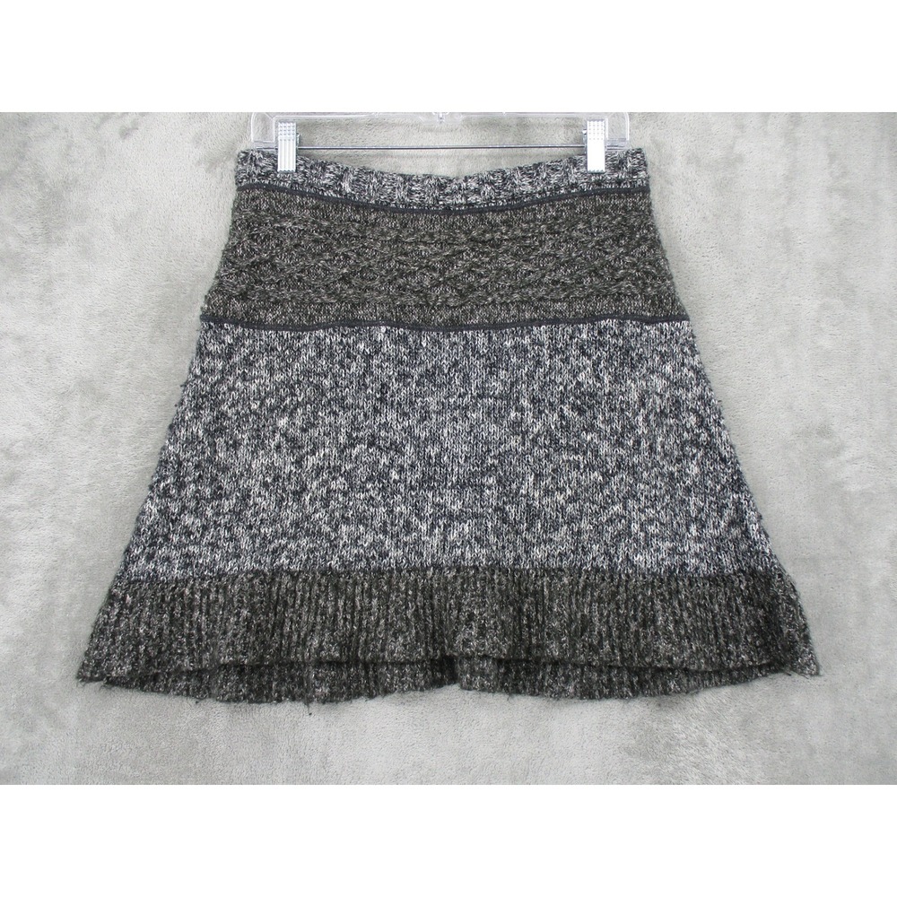 Prana Skirt Womens Medium Sweater Knit Mini Preppy Pull On Elastic Waist‎ Gray